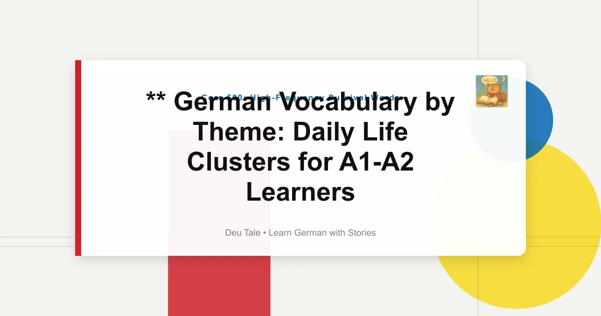 ** German Vocabulary by Theme: Daily Life Clusters for A1-A2 Learners