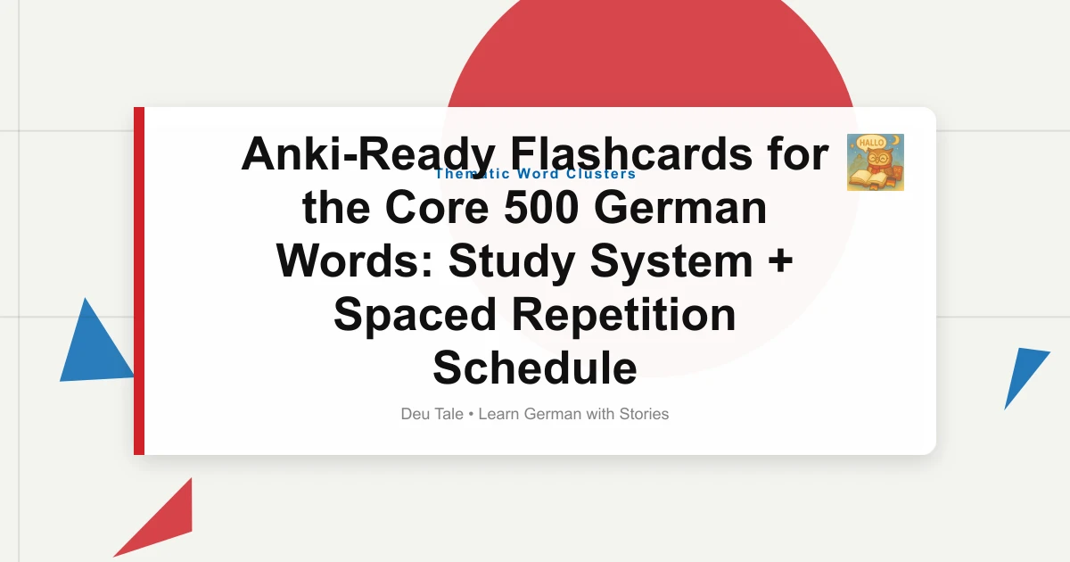 Anki-Ready Flashcards for the Core 500 German Words: Study System + Spaced Repetition Schedule 
