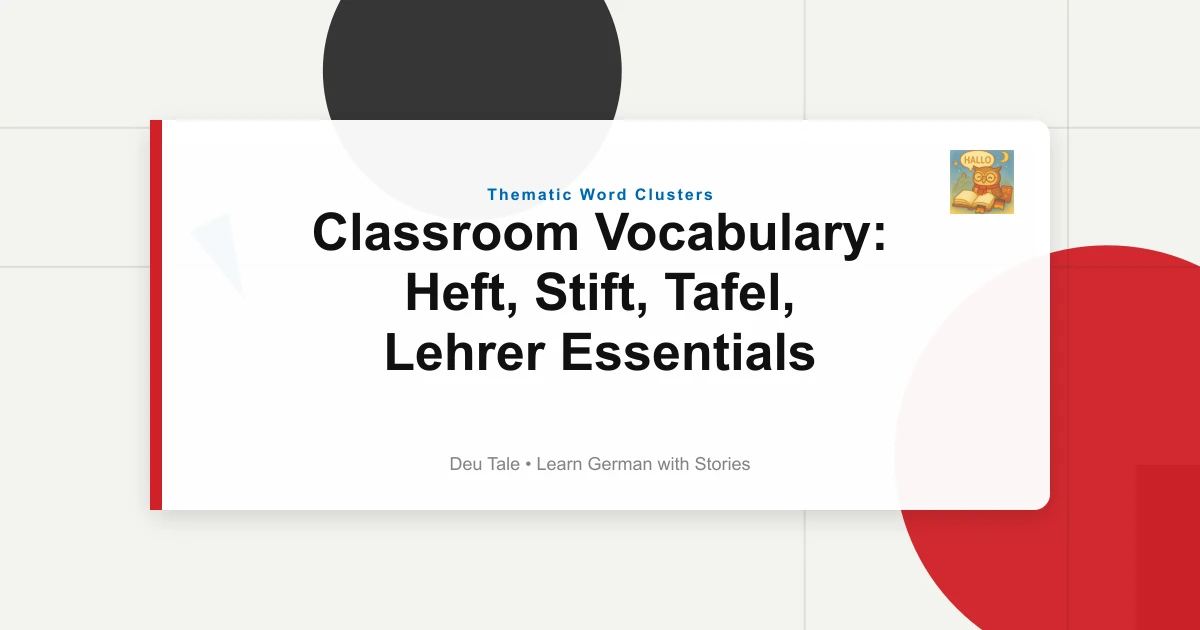 Classroom Vocabulary: Heft, Stift, Tafel, Lehrer Essentials