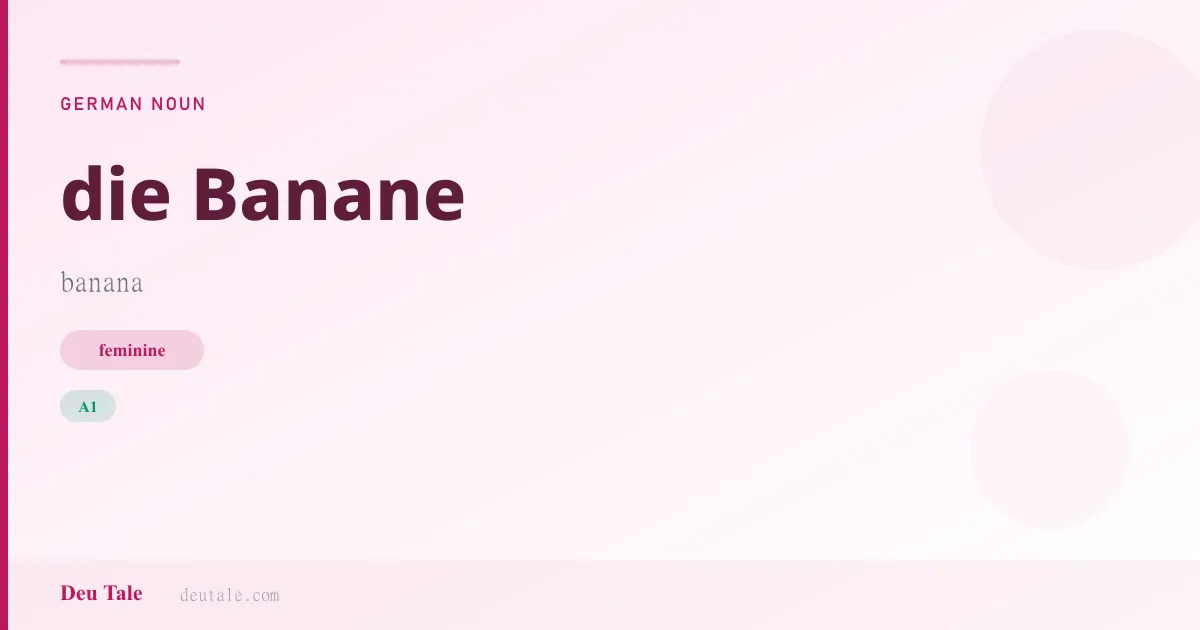 die Banane — German feminine noun meaning banana (A1)