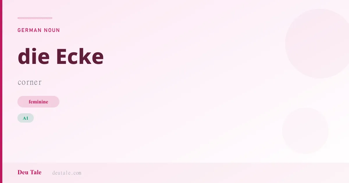 die Ecke — German feminine noun meaning corner (A1)