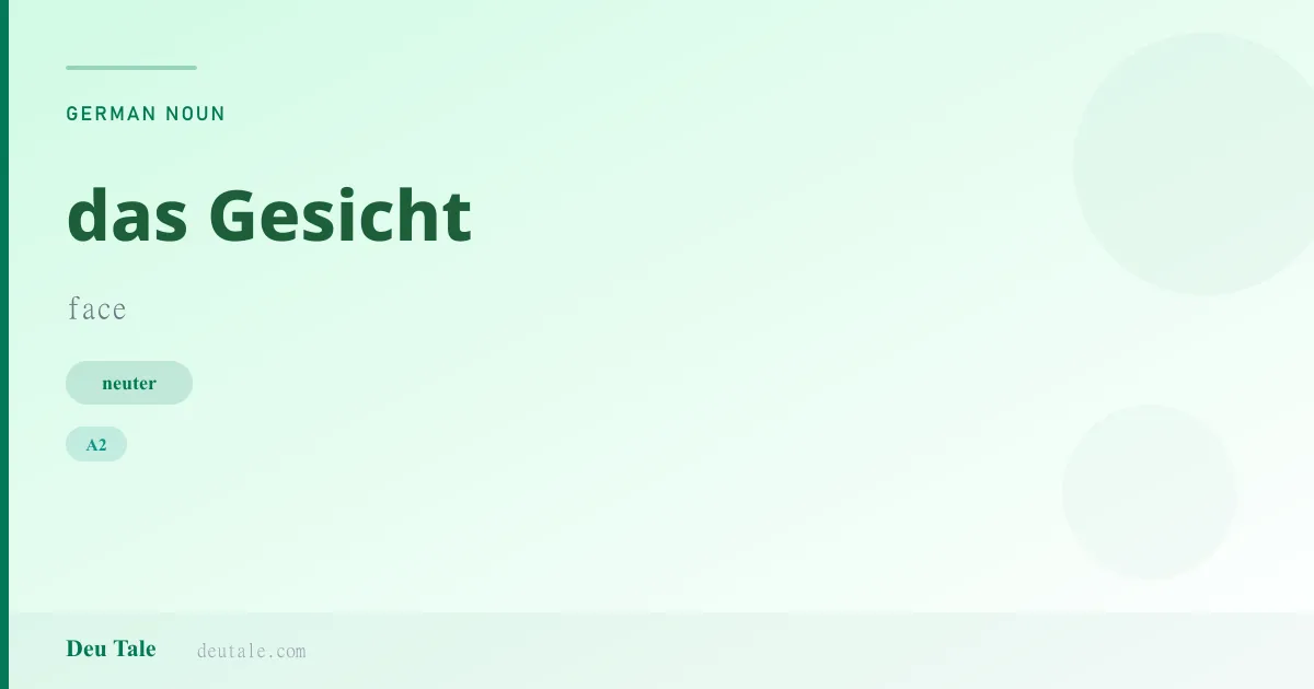 das Gesicht — German neuter noun meaning face (A2)