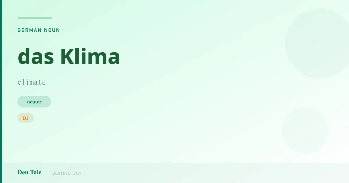 das Klima — German neuter noun meaning climate (B1)