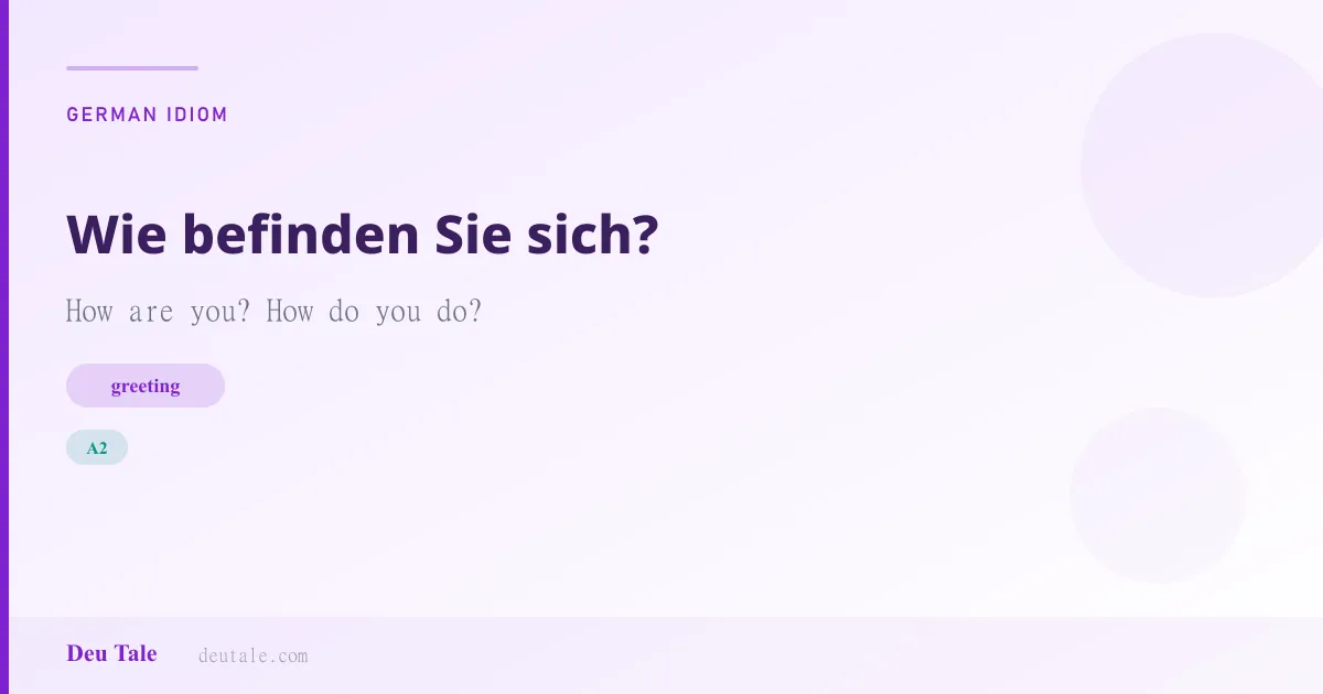 Wie befinden Sie sich? — German idiom meaning: How are you? How do you do? (A2)